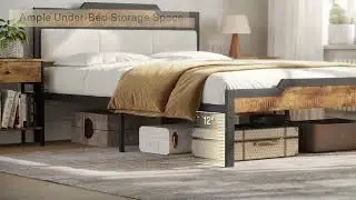 🛏️ Tribesigns Queen Bed Frame - ZFT002 #Tribesigns #BedroomInspo #IndustrialStyle #HomeDecor