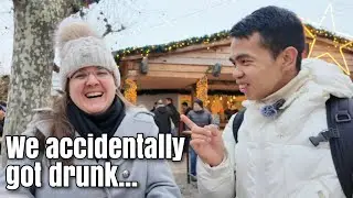 We accidentally got drunk 😅😂 AMWF couple visits Christmas market in Germany
