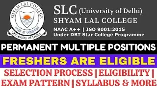 Delhi University Jobs 2025 | DU RECRUITMENT 2025 | SHYAM LAL COLLEGE JOB | SLC JOB