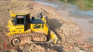 Digger Power Moving Dirt Clearing With Bulldozer Heavy Machinery In Action Working