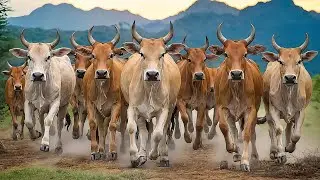The sound of dozens of cute cows and their herd returning to the pen - Walking Cows - Cute Cows 64