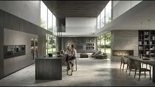 'The Concrete Atrium' Contemporary Industrial & High-End Modern Minimalism #interior Kitchen Design