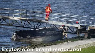 Explosie en brand op motorboot bij Zeesluizen in Farmsum: opvarenden springen in water