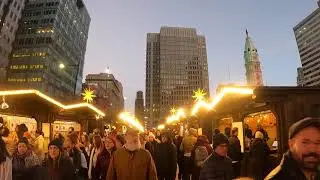 Рождественская деревня, Немецкий рынок 2025 🎄Парк Лав и мэрия 🎄 Филадельфия, Пенсильвания, 4K