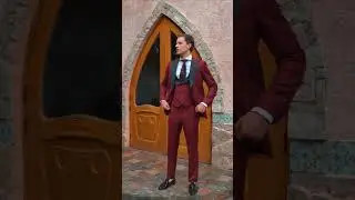 Step into a Maroon suit set with highlighted Black Lapel | House Of Tailors