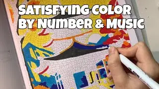 Satisfying Color By Number Timelapse | Autumn Japanese Temple