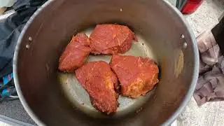 Camping at Poverty Point with slow cooked chuck roast in a camp oven.