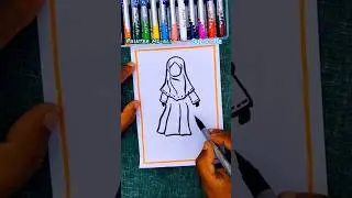 🌺'MUSLIM' Girl Creates🧕 Amazing Art with Brush Pen 💫#shorts #art #islamicart #shortsvideo
