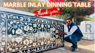Marble Dining table. Marble inlay work. Dinning table. Dinning table. Black Kadpa dinning table
