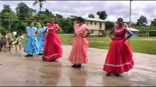 Venezuelan indian girls perform a Joropo dance