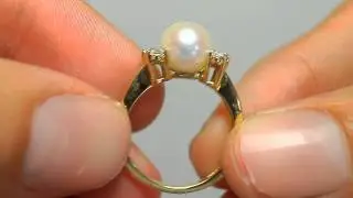 Gold Fancy Diamond Shapes Freshwater Pearl Ring In Pearl Ring 14k!