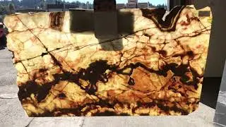 Light shining through Green Onyx slabs