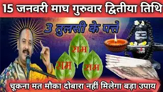 15 जनवरी माघ गुरुवार द्वादशी तिथि के दिन 3 तुलसी के पत्ता वाला उपाय जरुर करे | Pradeep Ji Mishra 🙏 