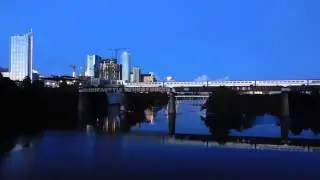 Amtrak Train Crossing Lady Bird Lake In Austin