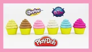 Shopkins & Littlest Pet Shop LPS toys in Play-Doh cupcake surprises