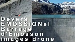 D&eacute;vers Emossionel Barrage d 'Emosson images drone Finhaut Vall&eacute;e du Trient Valais Suisse escalade