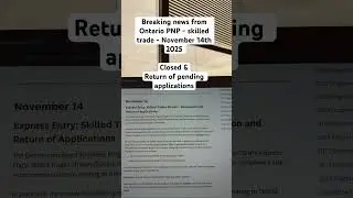 Big update from Ontario PNP skilled trade stream. Officially closed and return of pending files.