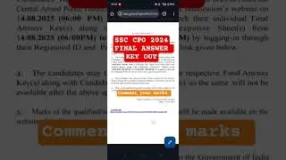 ssc cpo 2024 final answer key out | check your final score and comment #ssccpo2024 #finalanswerkey