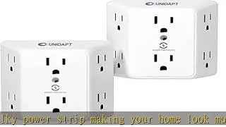Unidapt Multi Plug 6 Outlet Extender, 2 Pack Surge Protector Wall Splitter, 1800J Power Strip 3 Sid
