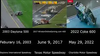 Nascar Crash Comparison 13 | Ryan Newman, Timothy Peters, and Chris Buescher Flip (High Quality)
