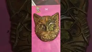 Cat,wall plaque, epoxy resin,mod podge,sealer,mica powder