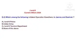 Current Affairs of Jammu and Kashmir 2024 #JkssbExams #JkssbCurrentAffairs#PatwariExams @JkssbMcq