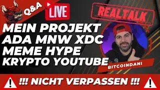 Altcoin Korrektur❗️ADA-XDC-MNW-Solana-Memes ❗️Erkenntnisse❗️Youtube❗️Q&A @BitcoinDani21 Klartext❗️