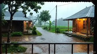 Rainy Morning in the Countryside | Peaceful Village Ambience with Jazz Saxophone Sound