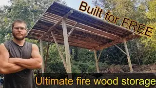 I built a Wood Shed using ONLY Logs from the Forest; NO nails NO screws l Frame l Roof