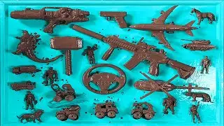 Satisfying Cleaning of Toy Racing Cars, Godzilla, Airplane, Cement Mixer, Excavator & Superheroes