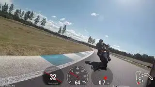 BMW S1000XR practicing body positioning at a race track
