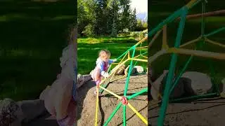 CUTE 3 YEAR OLD PLAYING CLIMBING DOME || Kids Outdoor Toddler Outside Climbing Toy #short #shorts