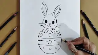 How to draw an Easter Bunny easy step by step 🐇✨