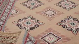 Vintage Bokhara Rug in Golden Beige with Geometric Patterns - Rug & Kilim -35011