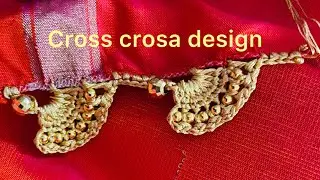 Cross crosa saree Kuchu design #saree kuchulu #saree tassel