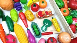 Satisfying Video Relaxing  Spinach, Corn, Beff Cutting Wooden Fruits and Vegetables ASMR