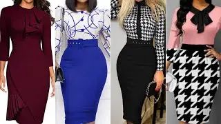 Striped Button Wine Red Tie Collar Bodycon Dress 2023 || Target OF Fashion