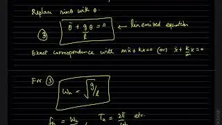 Lecture 36, April 20. Ex: Simple pendulum. Linearization and analogy with mass spring oscillator.