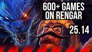 RENGAR vs TRYNDAMERE (TOP) | 6 solo kills, 600+ games, Dominating | KR Master | 25.14