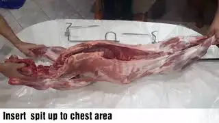How to tie a lamb / goat / pig on a bbq rotisserie  spit (souvla)