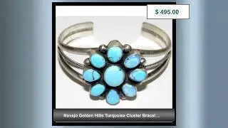 Navajo Golden Hills Turquoise Cluster Bracelet Sterling Silver
