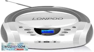 LONPOO CD Players Portable Boombox with FM Radio USB Bluetooth AUX Input and Earphone Jack