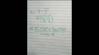 Formula for t test (two sampled) and sp in statistics.