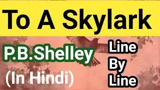 To A Skylark by P.B. Shelley line by line explanation in hindi || to a Skylark by pb Shelley ||