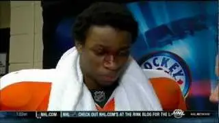 Wayne Simmonds IN THE FACE Goal & Interview | Flyers Senators 3/31/2012
