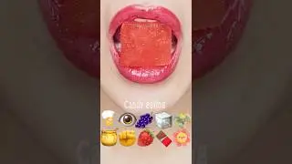 ASMR COLOURFUL EMOJI FOOD chocolate sprinkle honey jelly ice kohakuto sea grape mukbang eating sound