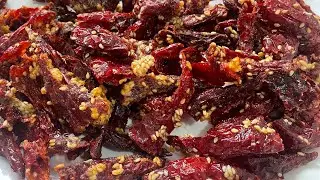 How to make Crispy Fried Chilli Chips/Crispy Chilli Snacks 🌶️/Homemade