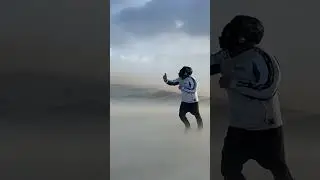 Man Struggles To Stay Still During Crazy Storm Benjamin Winds