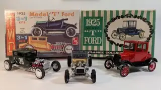Three Vintage Kits, One Video! AMT 1925 Ford Model T Final + Unboxing 66 Year Old Original Issue!