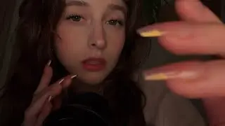 ASMR intimate mouth sounds (gum chewing, inaudible, hair on mic, finger flutters)